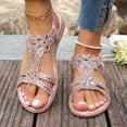 thumbnail image 6 of Lovskoo Bohemian Ethnic Rhinestone Flat Sandals for Women Elastic Back Strap Roman Open Toe Summer Casual Dressy Shoes, 6 of 9