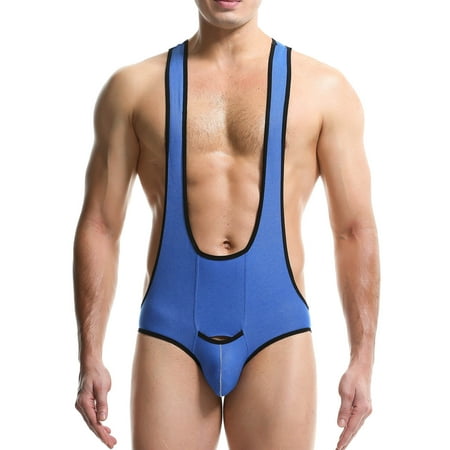 Wancir Mens Bodysuits Jockstrap Breathable Wrestling Singlet Jumpsuit Thong G-string Underwear Leotard