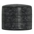 thumbnail image 3 of Simpli Home Connor Boho Round Pouf in Distressed Black Genuine Leather, 3 of 10