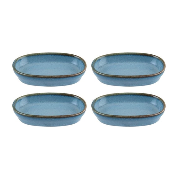 Sky 4" x 2.5" x h:0.75" Oval Blue Porcelain Platter (Set of 4)