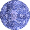 thumbnail image 1 of Ahgly Company Machine Washable Indoor Round Abstract Blue Modern Area Rugs, 3' Round, 1 of 4