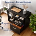thumbnail image 4 of Ktaxon File Cabinet with Open Shelf, Wood Rolling File Cabinet with Open Shelves,Legal & Letter Size Black, 4 of 7