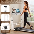 thumbnail image 5 of Height Adjustable Standing Desk with 2 Drawers, Small Sit Stand Up Desk with Wheels, Portable Rolling Desk for Walking Pad Treadmill, Computer Office, Adjustable 31.5"-43.3", White, Upgraded Stable, 5 of 9