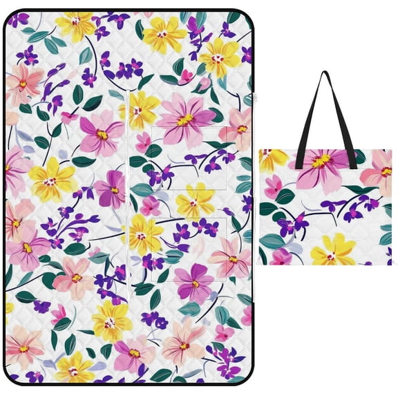 Bohemian Pattern Outdoor Picnic Blanket, Foldable Waterproof Beach Mat, Portable Beach Blanket for Beach Camping, Hiking, Family Concerts