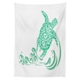 thumbnail image 3 of Ambesonne Turtle Tablecloth Rectangular Table Cover, Plumeria Flowers Pattern, 60"x84", White and Sea Green, 3 of 4