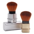 thumbnail image 1 of Brocha para rubor en polvo Kabuki, brochas de maquillaje profesionales, brocha facial de cabeza redonda portátil para base líquida y fluida tradicional, 2 piezas doradas y plateadas ER, 1 of 5