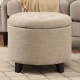 thumbnail image 4 of Convenience Concepts Designs4Comfort Faux Linen Round Storage Ottoman, 4 of 5