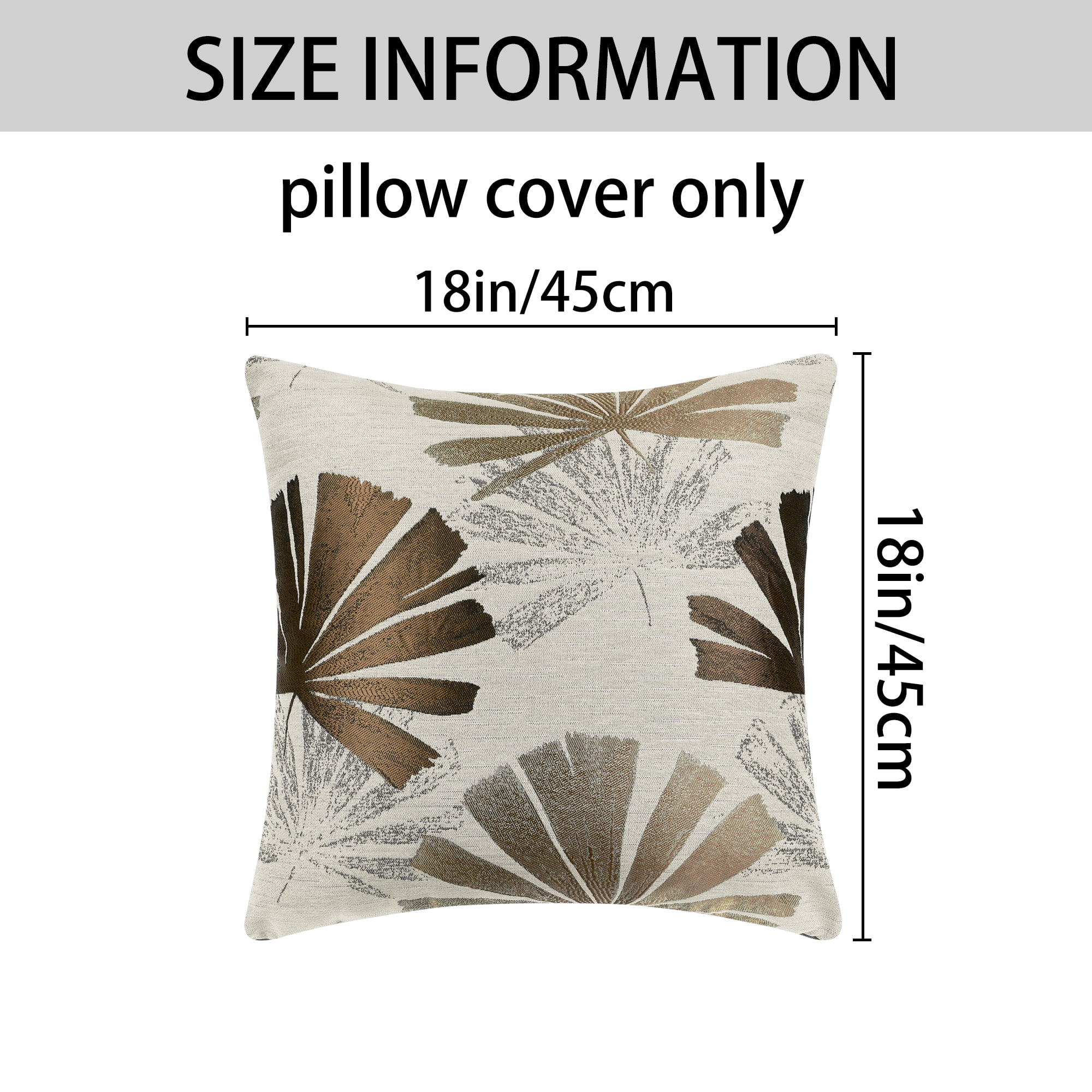 Unique Bargains 4 Pcs Leaf Pattern Cushion Cases Decorative Throw Pillow Covers Brown/Blue 18" x 18"