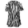 thumbnail image 5 of Zebra Black White Animal Print Womens Summer V Neck Zipper Top Short Sleeve T Shirt Off Shoulder Top Casual Classy Loose Shirts, 5 of 7