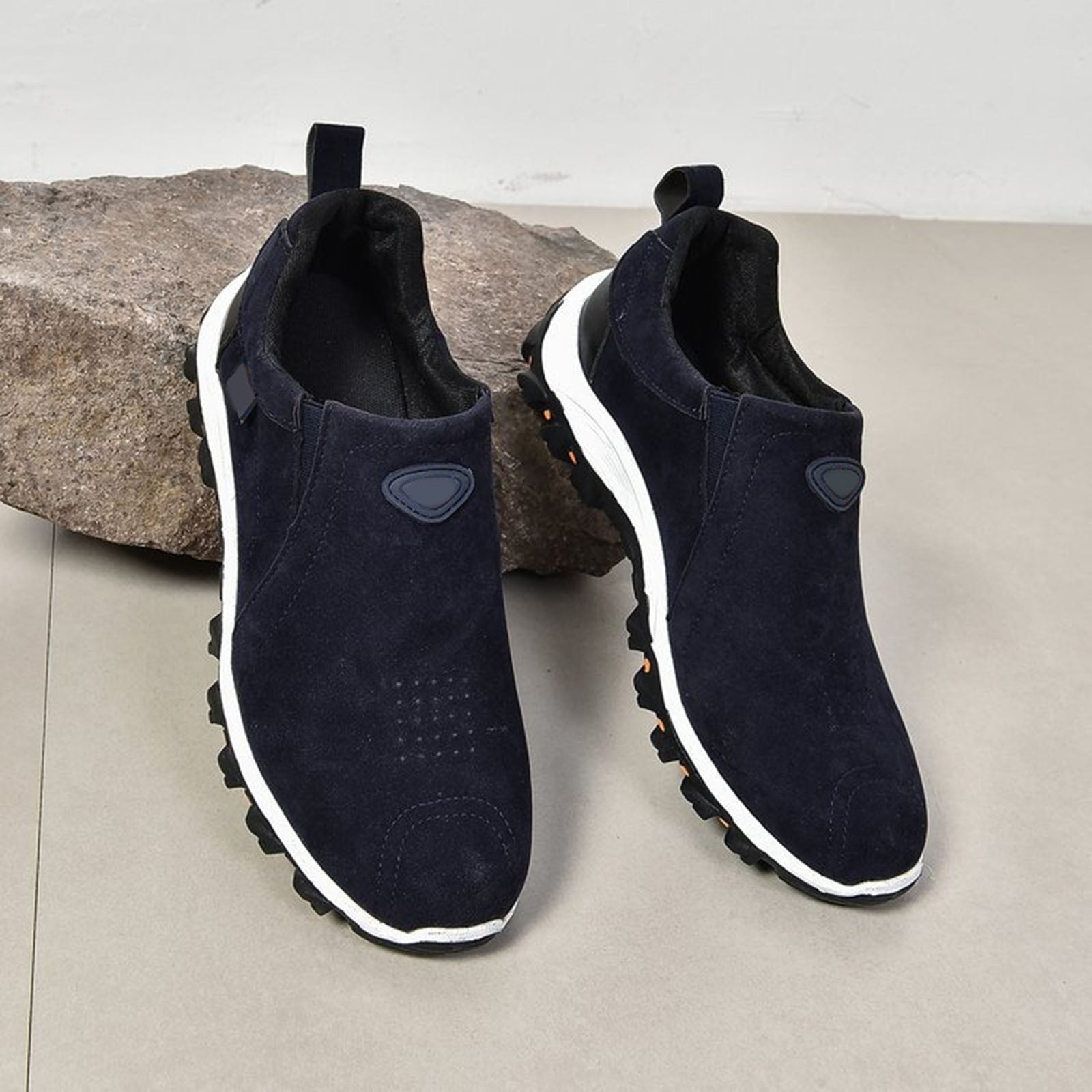 Dakaela Wide Slip on Shoes for Men Hiking Walking Loafers Arch Support Orthopedic Sneakers Blue 8