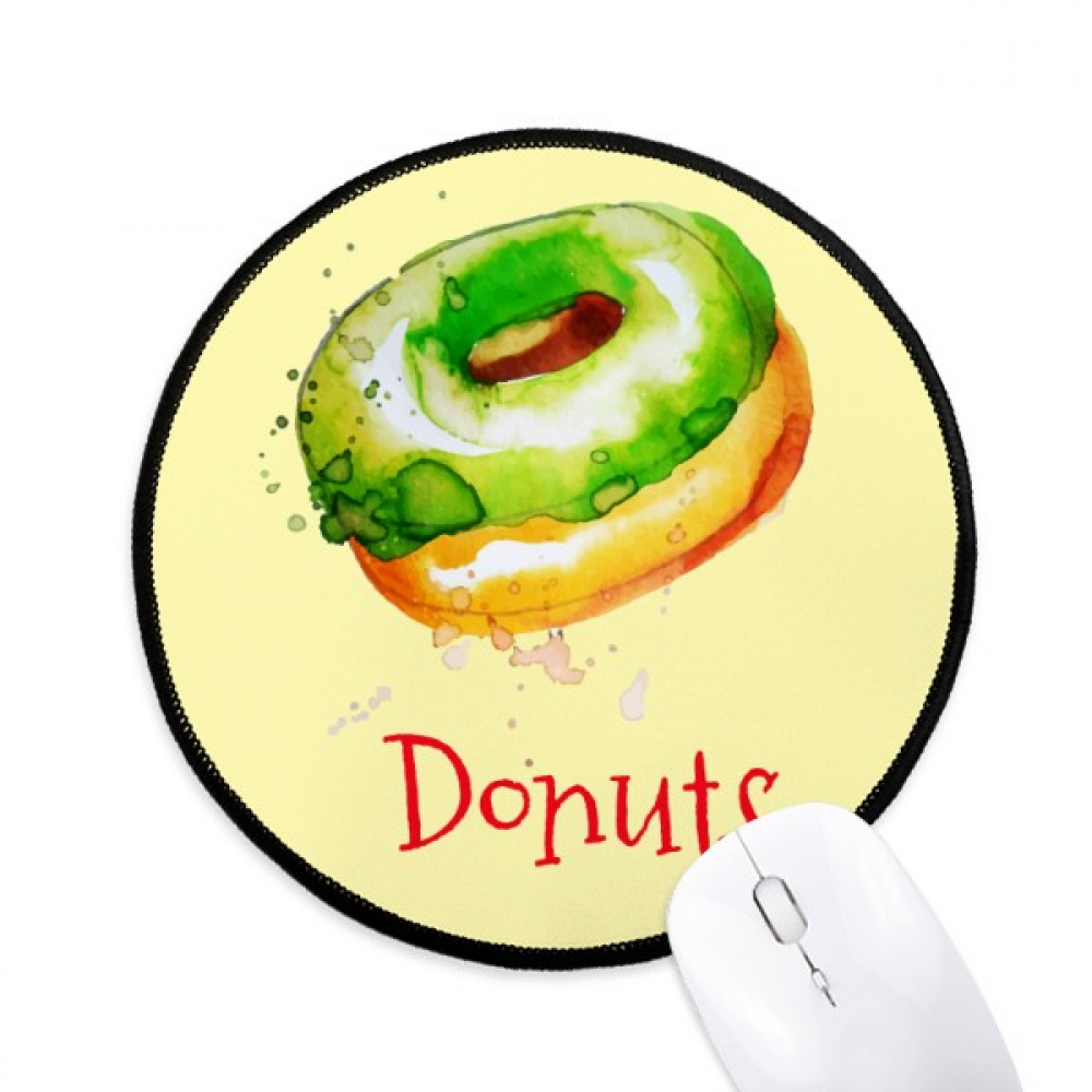 Watercolor Handpainted Green Dessert Mouse Pad Desktop Office Round