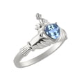 thumbnail image 5 of RYLOS Rings Sterling Silver Claddah Love, Loyalty & Friendship Ring Heart 6MM Gemstone & Diamond Claddagh Rings December Blue Topaz Jewelry Size 10, 5 of 7