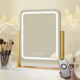 thumbnail image 6 of Odernirror Vanity Mirror with Bluetooth Speaker, Lighted Led Makeup Desk Mirror 5X Magnify Dimmable 3 Color Modes,Gold, 6 of 9