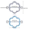 thumbnail image 4 of ATTOE Geometrical Double deck Flower Shape Nipple Ring Rhinestone Piercing Body Jewelry(Blue)-0816, 4 of 4