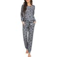 thumbnail image 1 of Conjunto de pijama para mujer, de manga larga, con estampado de estrellas, suave, con bolsillos, 1 of 6