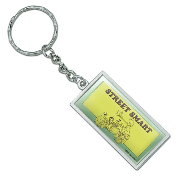 Rectangle  Sesame Street Smart Keychain in Chrome Plated Metal