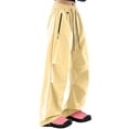 thumbnail image 4 of Xdegoge Quick Dry Pants Women Hiking Waterproof Wide Leg Parachute Trousers with Zipper Pockets Drawstring Elastic Waist Baggy Outdoor Cargo Sweatpants, 4 of 6