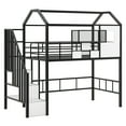 thumbnail image 5 of Yoneston Twin Size Loft Bed with Stairs and Storage Box, Heavy Duty Metal Loft Bed with Roof Design for Kids Teens, Black, 5 of 14