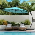 thumbnail image 2 of LAUSAINT HOME 12 FT Outdoor Patio Umbrella with Base, Aluminum Cantilever Umbrella with Crank, Turquoise Blue, 2 of 11