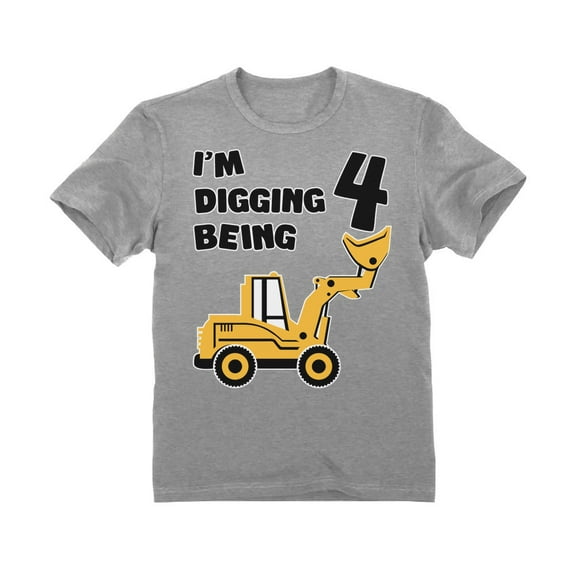 Tstars Boys Unisex 4th Birthday Gift Shirt Birthday Gift for 4 Year Old Bulldozer Tractor Construction Party Birthday Shirts for Boy Shirt Graphic Tee B Day Birthday Party Toddler Kids T Shirt