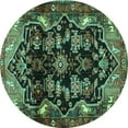 thumbnail image 1 of Ahgly Company Machine Washable Indoor Round Persian Turquoise Blue Traditional Area Rugs, 3' Round, 1 of 4