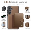 thumbnail image 2 of JEEHOOD Case For Samsung Galaxy A25 5G, RFID Blocking Compatible With MagSafe Detachable 2 In 1 Wallet With Snap fastening Card Holder,PU Leather Case,Kickstand Magnetic Protective Cover,Brown, 2 of 8