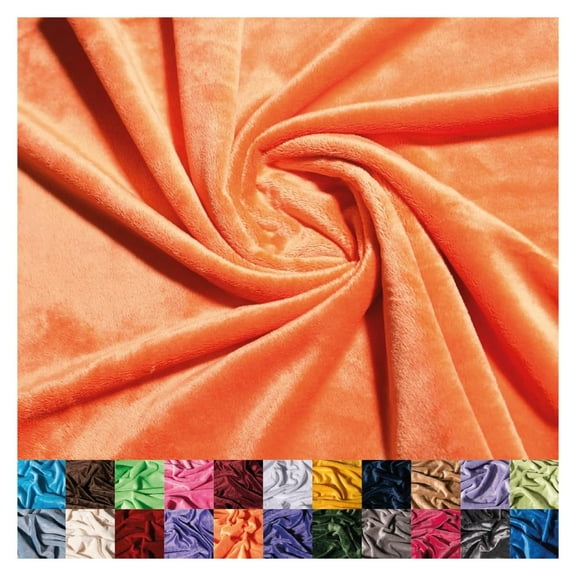 Solid Minky Fabric by The Yard - Soft, Smooth and Luxury 58/60" Extra Wide Orange Minky Fabric for Blankets, Apparel, Baby Accessories, Throws, Pillows & More - Orange - 3 Yards