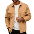 thumbnail image 4 of DPTALR Men's Fashion Solid Color Long Sleeve Lapel Multi-Pocket Casual Workwear Jacket,Khaki, XXXL, 4 of 6