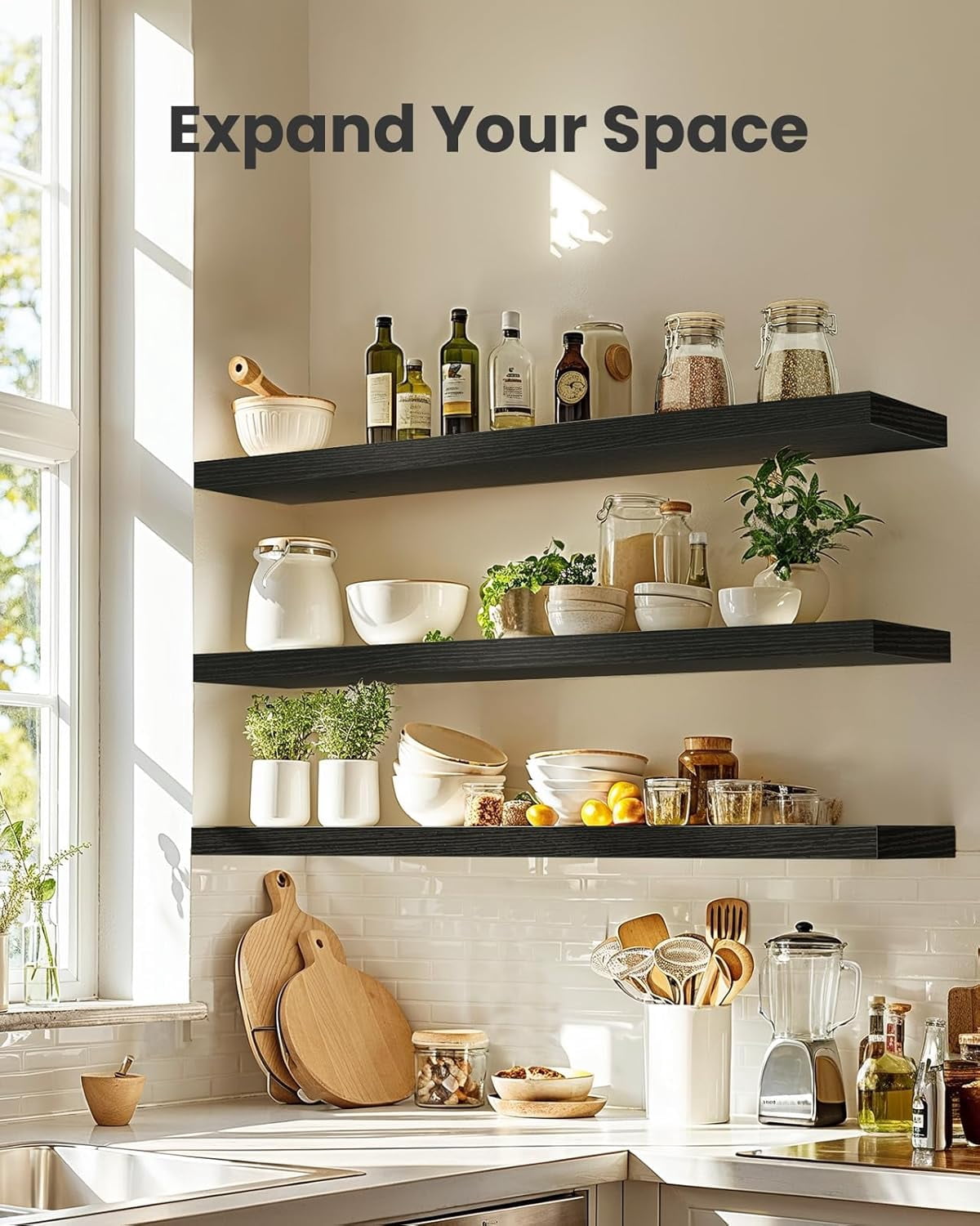35.4" L Floating Shelves, Wall Shelves Set of 3 for Bathroom/Living Room/Bedroom/Kitchen, White Floating Shelves for Wall Decor Invisible Brackets