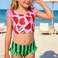 thumbnail image 4 of Lanbubble Girls Ruffle Tankini Swimsuit High Waisted 2 Piece Bathing Suit Beach Swimwear For Toddler Girl 5-6 Years, 4 of 8