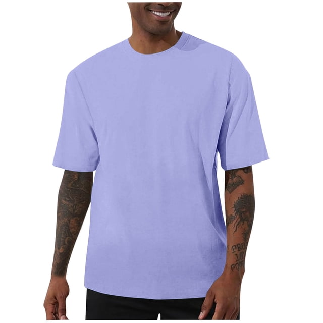 Ceisia Men's All Seasons Sporty Solid Color Round Neck Short Sleeve Top - Comfortable Daily Outdoor Gift Wear