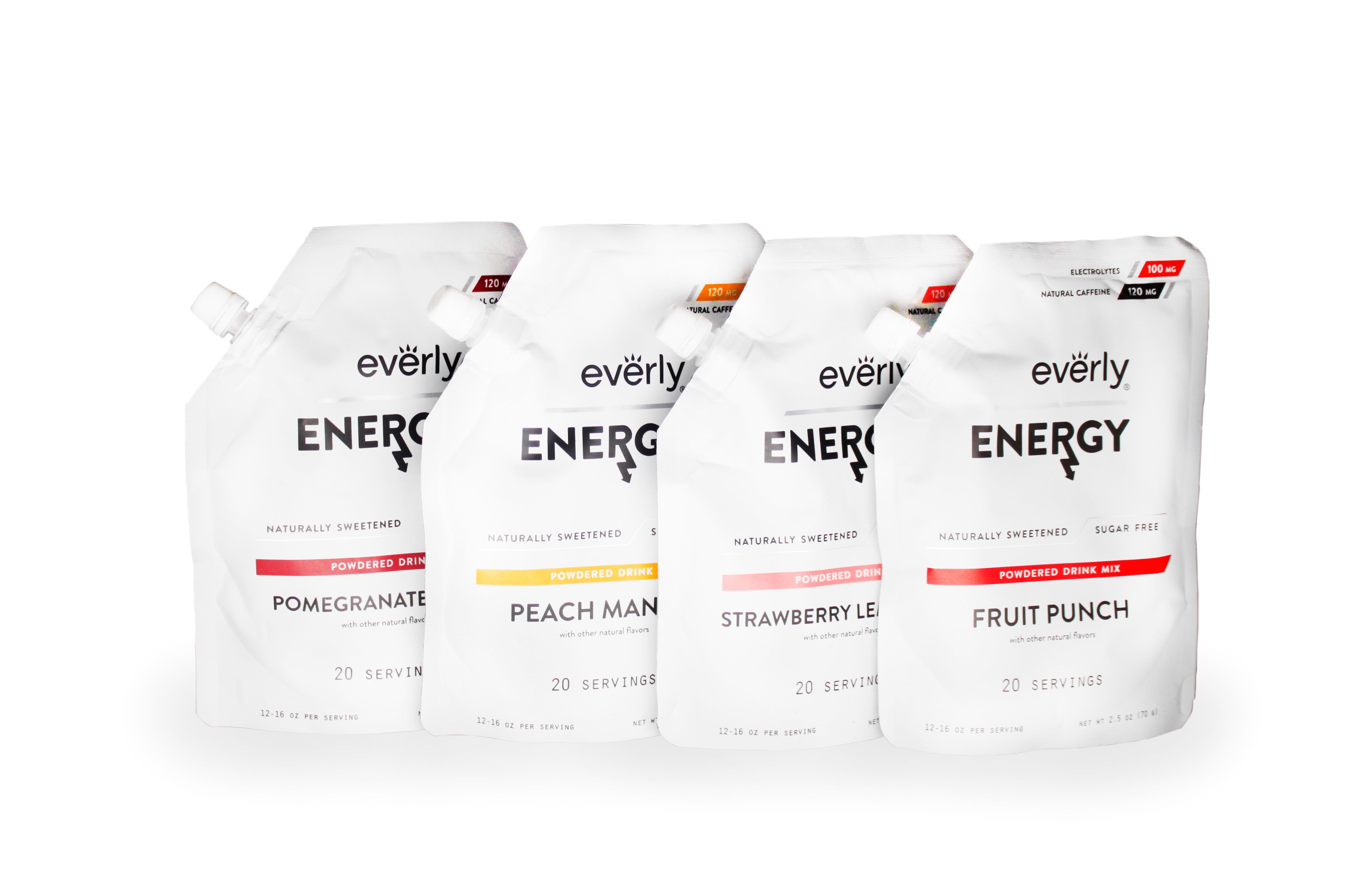 Everly, Energy Powdered Drink Mix, Variety Pack, 20 Servings, 4 ct