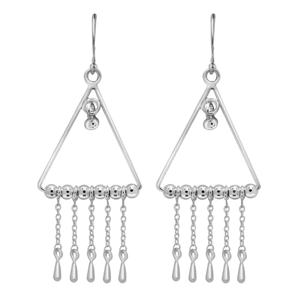 Gorgeous Triangular-Shaped Sterling Silver Chandelier Dangle Earrings