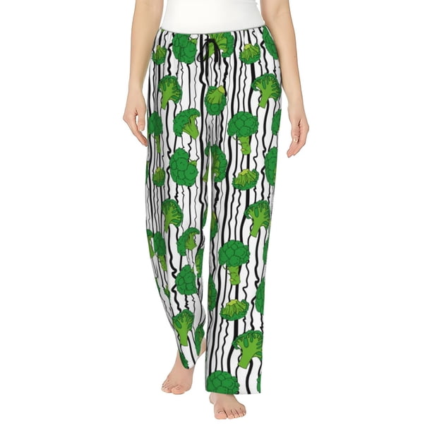 Balery Broccoli 2 Pantalones de pijama para mujer, pijamas ultraligeros, pantalones de estar por casa-Medium
