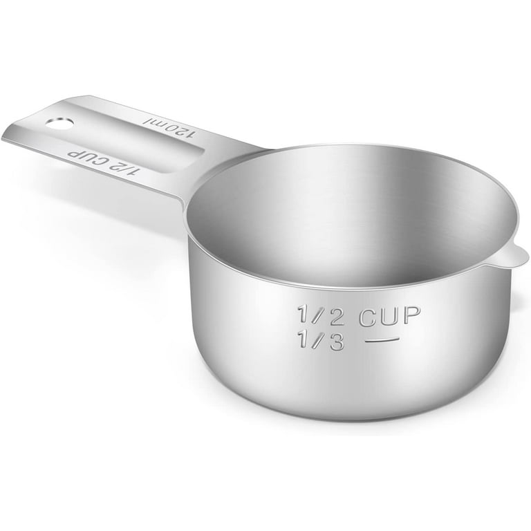 1 Cup Measuring Cup Stainless Steel Metal, Accurate, Engraved Markings Us