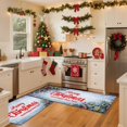 thumbnail image 3 of Christmas Kitchen Mats Set of 2, 17x30 + 17x47 Inch Xmas Kitchen Rugs, "Merry Christmas And Happy New Year" Pinecone & Star Decor, Non - Slip Floor Mats for Kitchen, Dining Area Christmas Decoration, 3 of 6