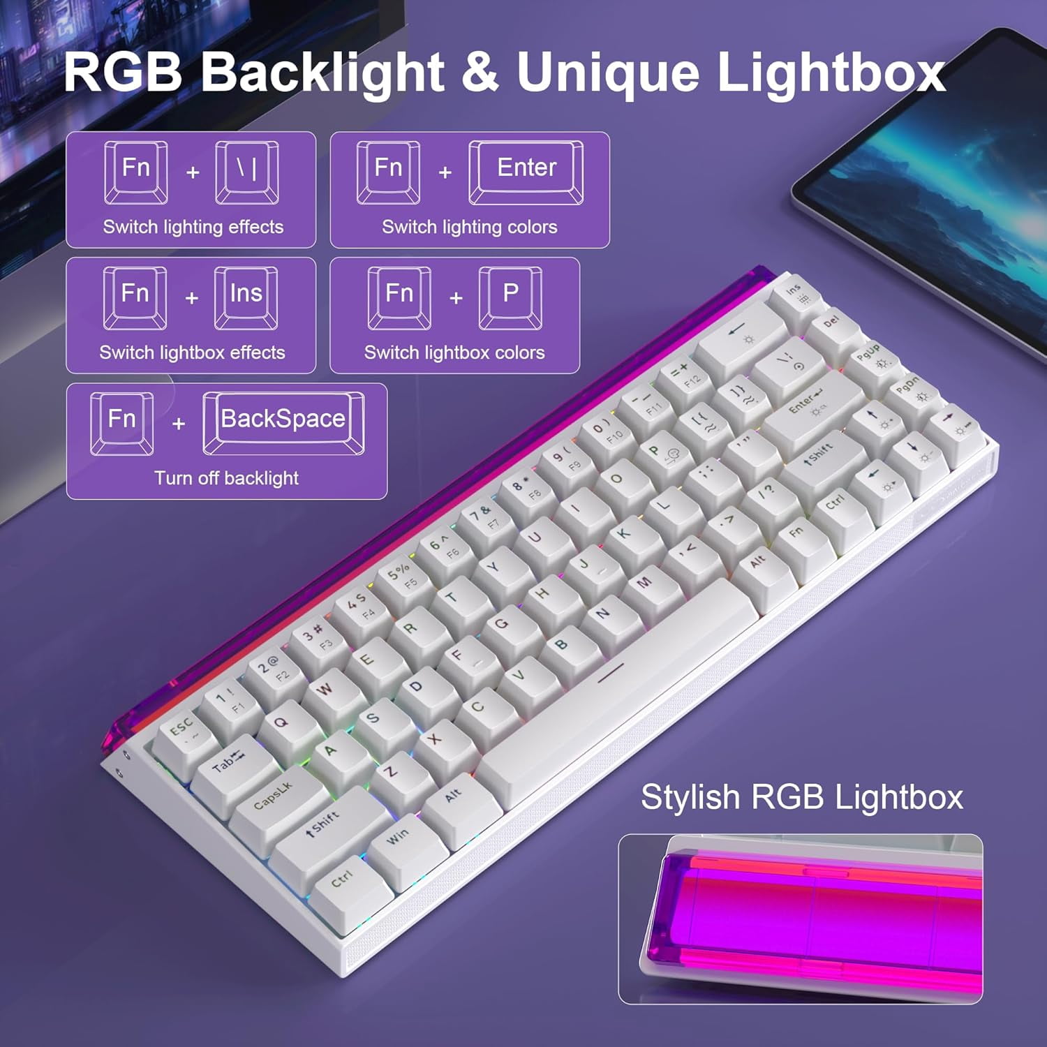 MageGee AIR68 Mechanical Gaming Keyboard - Hall Effect Magnetic Switch, 8000Hz Ultra-Low Latency, Tri-Mode Connectivity, Hot-Swappable 60% Compact RGB Backlit