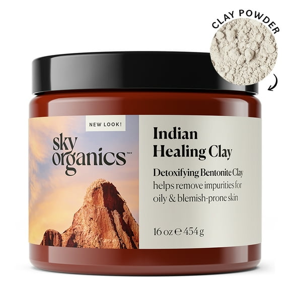 Sky Organics Indian Healing Clay with Detoxifying Bentonite Clay, 16 oz.