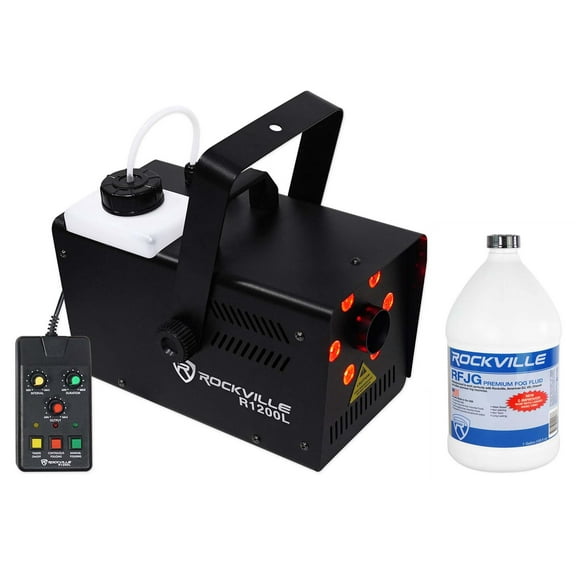 Rockville R1200L Fog/Smoke Machine w LED's, 7 Channel DMX 2 Remotes Gallon Fluid