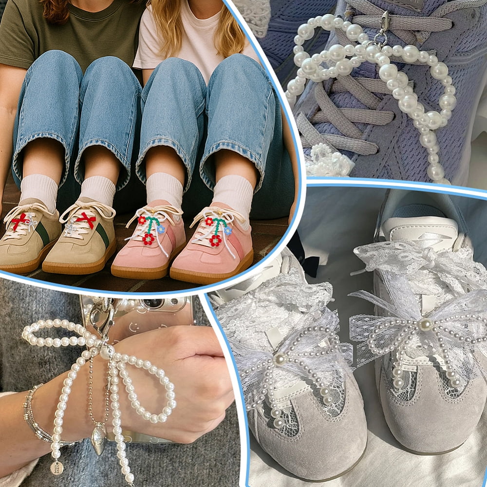 DIY Shoe Decorations Sneaker Shoe Charms including Nylon Lace Shoe Laces Glass Beaded Costume Accessories Alloy Pendant Decorations