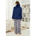 thumbnail image 3 of U2SKIIN Womens Ultra Soft Plush Plaid Pajamas Set Fluffy Loungewear Fuzzy Pjs for Women Cozy Sleepwear Warm Pullover（Navy+Navy White Plaid, L）, 3 of 5