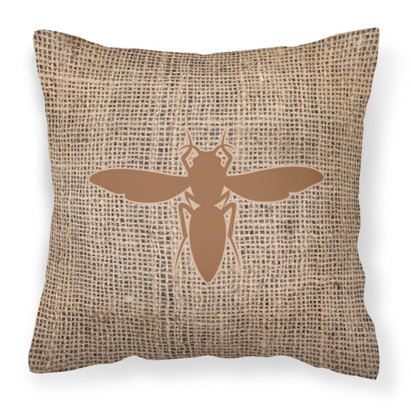 Carolines Treasures BB1053-BL-BN-PW1818 Yellow Jacket Burlap and Brown Canvas Fabric Decorative Pillow BB1053 18H x18W