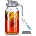 thumbnail image 1 of 64oz Glass Pitcher with Lid, 2 Quart Mason Jar Pitcher with Pour Spout Lids, Wide Mouth Jar Leakproof Glass Jug, Heavy Duty Container for Water, Juice, Milk, Tea, Iced Coffee, and Drinks -Grey, 1 of 8
