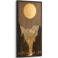 thumbnail image 4 of Large Framed Canvas Print Golden Moon Mountain Forest Landscape Wall Art Minimalist Abstract Nature Decorative for Living room Bedroom - 60"x30" Black Frame, 4 of 6
