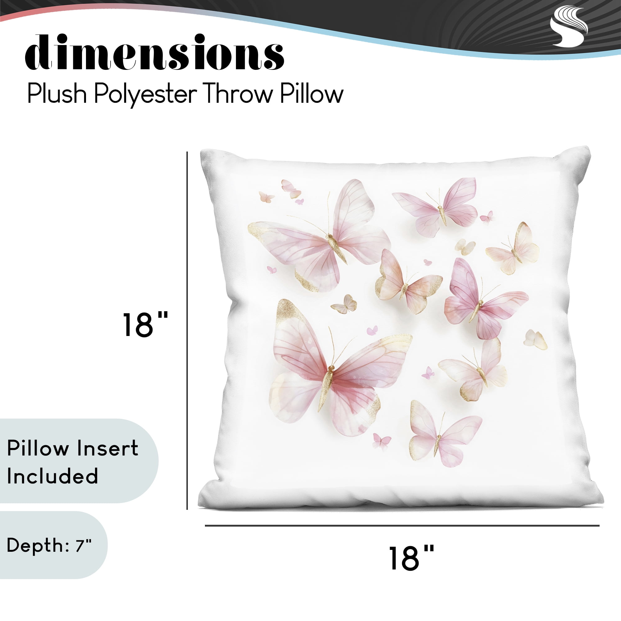 Stupell Industries Pink & Gold Butterfly Rabble Decorative Printed Throw Pillow, design by Creative Studio