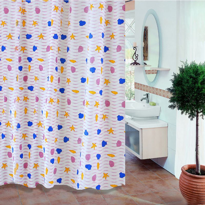 Waterproof Fabric PEVA Bathroom Shower Curtain Flower Starfish Shell With Hooks 