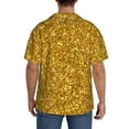 thumbnail image 5 of Cauagu Gold Glitter Men's Short Sleeve Button Down Hawaiian Shirt for Men Bowling Shirts Casual Summer Beach Shirt,XX-Large, 5 of 6