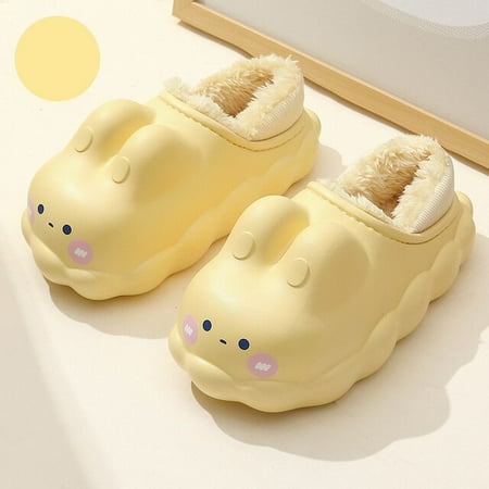 

CoCopeanut Winter Waterproof Fur Warm Thick Bottom Women Slippers Fluffy Stylish Indoor Outdoor Plush Slippers Snow Boots Non Slip Shoes