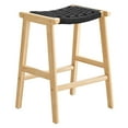 thumbnail image 3 of Modway Saoirse 26" Fabric & Wood Counter Stool in Black and Natural (Set of 2), 3 of 10