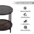 thumbnail image 6 of Kinbor Outdoor Wicker Side Table – Roud Patio End Table with Tempered Glass Top, Rubber Suction Pads & Storage Shelf, All-Weather Rattan Coffee Table for Balcony, Porch, Deck, Garden, Easy Assembly, 6 of 8